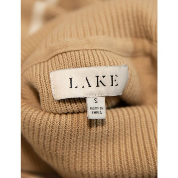 Lake Madeline Striped Cotton Turtleneck Sweater Driftwood Ivory Size Small - Picture 7 of 8